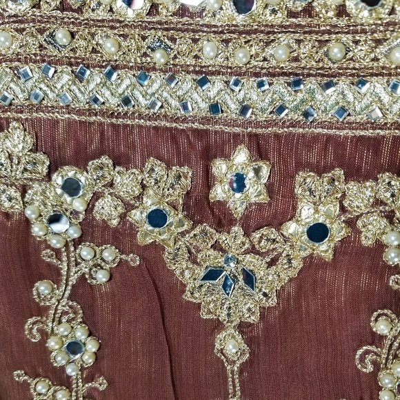 Tawakkal Fancy Zardozi Embroidered Banarsi Masuri Shalwar Kameez Pakistani XL/48 - Picture 15 of 17